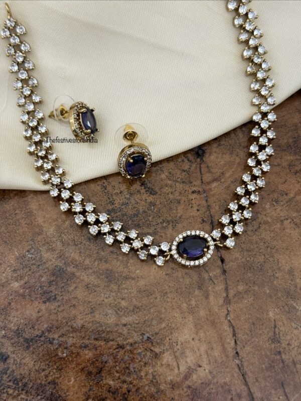 Just Amethyst AD necklace set | Simple
