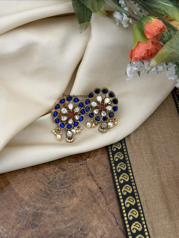 Jadau blue red stone studs | Bridal | Bridesmaid