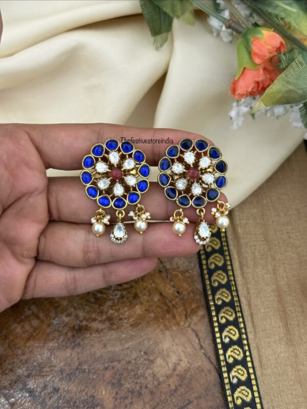 Jadau blue red stone studs | Bridal | Bridesmaid