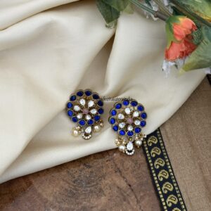 Jadau blue pink stone studs | Bridal | Bridesmaid