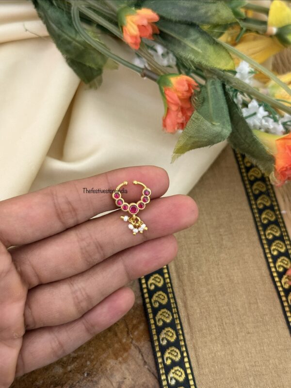 Jadau red stone Septum ring