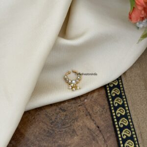 Jadau white stone Septum ring