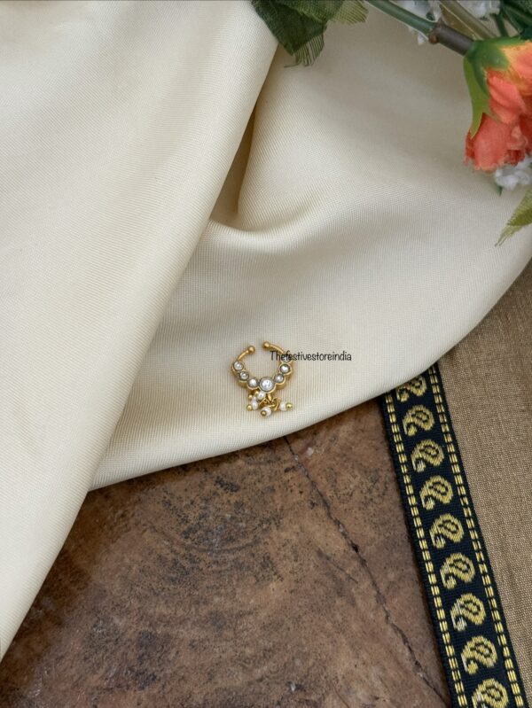 Jadau white stone Septum ring