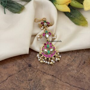 Jadau pearl drops maangtikka