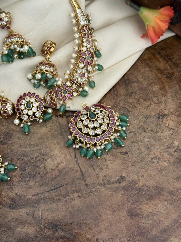 Detachable pendants kemp hasli set | with jhumkas