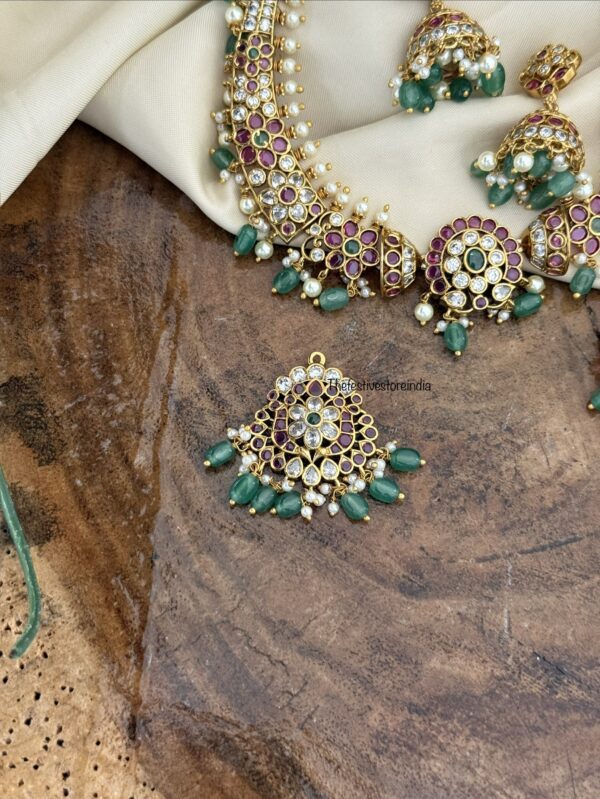 Detachable pendants kemp hasli set | with jhumkas