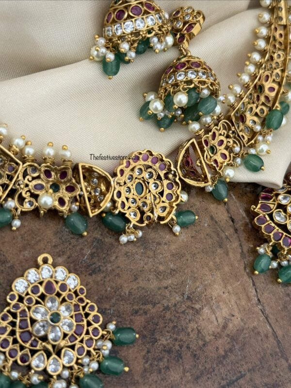 Detachable pendants kemp hasli set | with jhumkas