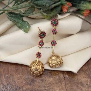 7.5cms Kemp and green contemporary jhumka