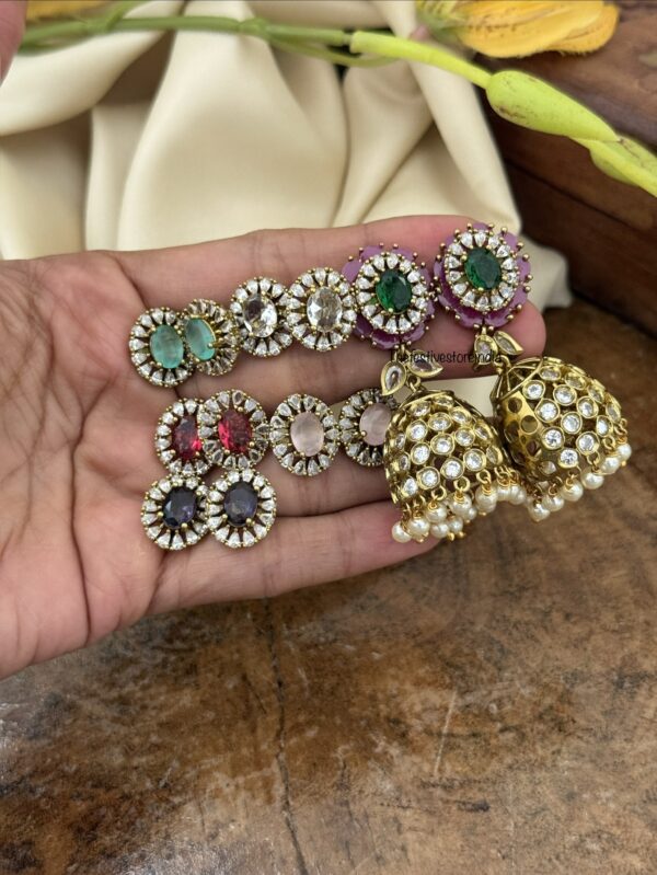 Changeable stones statement jhumkas
