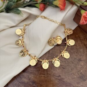Gold polish premium designer gold look Kaasu necklace set with screwback earrings
